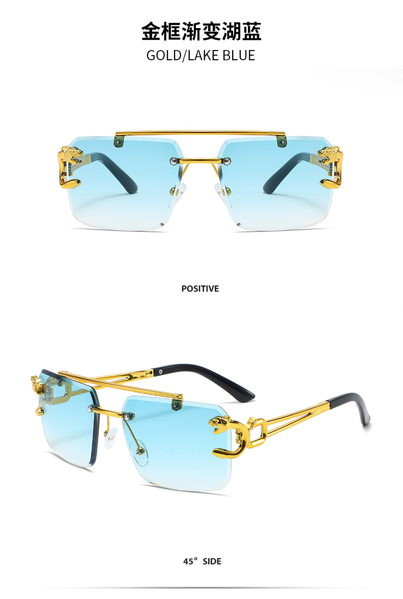 新款时尚个性无框豹子头双梁太阳镜潮流户外驾驶个性潮流墨镜详情10