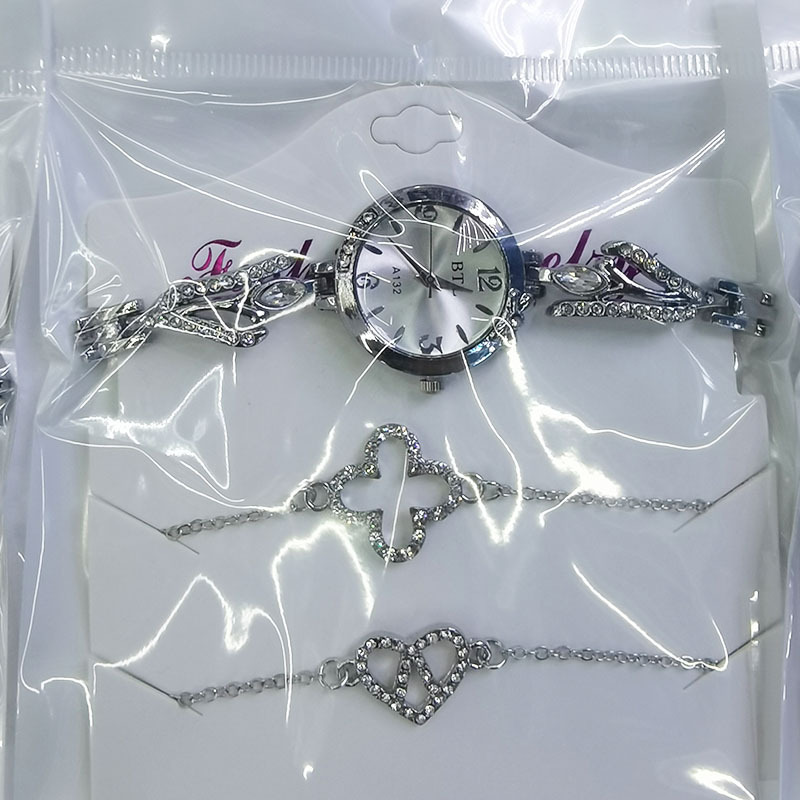跨境热卖时尚带钻女士表饰品手链3件套礼品套装卡纸装饰手链腕表详情10