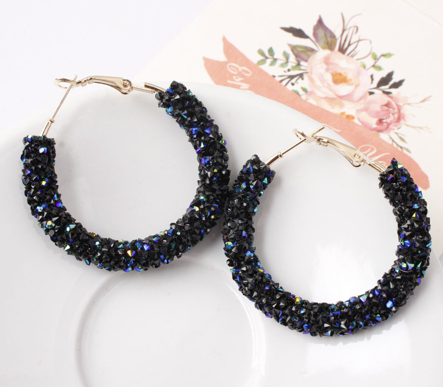 Circular handcrafted beaded crystal earrings and earrings for women on AliExpress wish. Fashionable, simple, individual, retro and exaggerated earrings pic 4