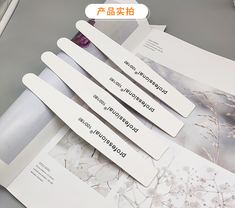 White rhombus-shaped wooden core thin nails, 17.8cm nail trimming file, sanding sand strip, wholesale of manicurist styling tools shanilak pic 2