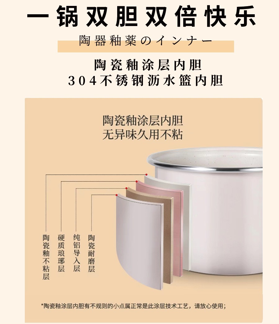 gioia焦亚小型家用电饭煲陶瓷釉米汤分离小型养生锅家用2L电饭锅详情10