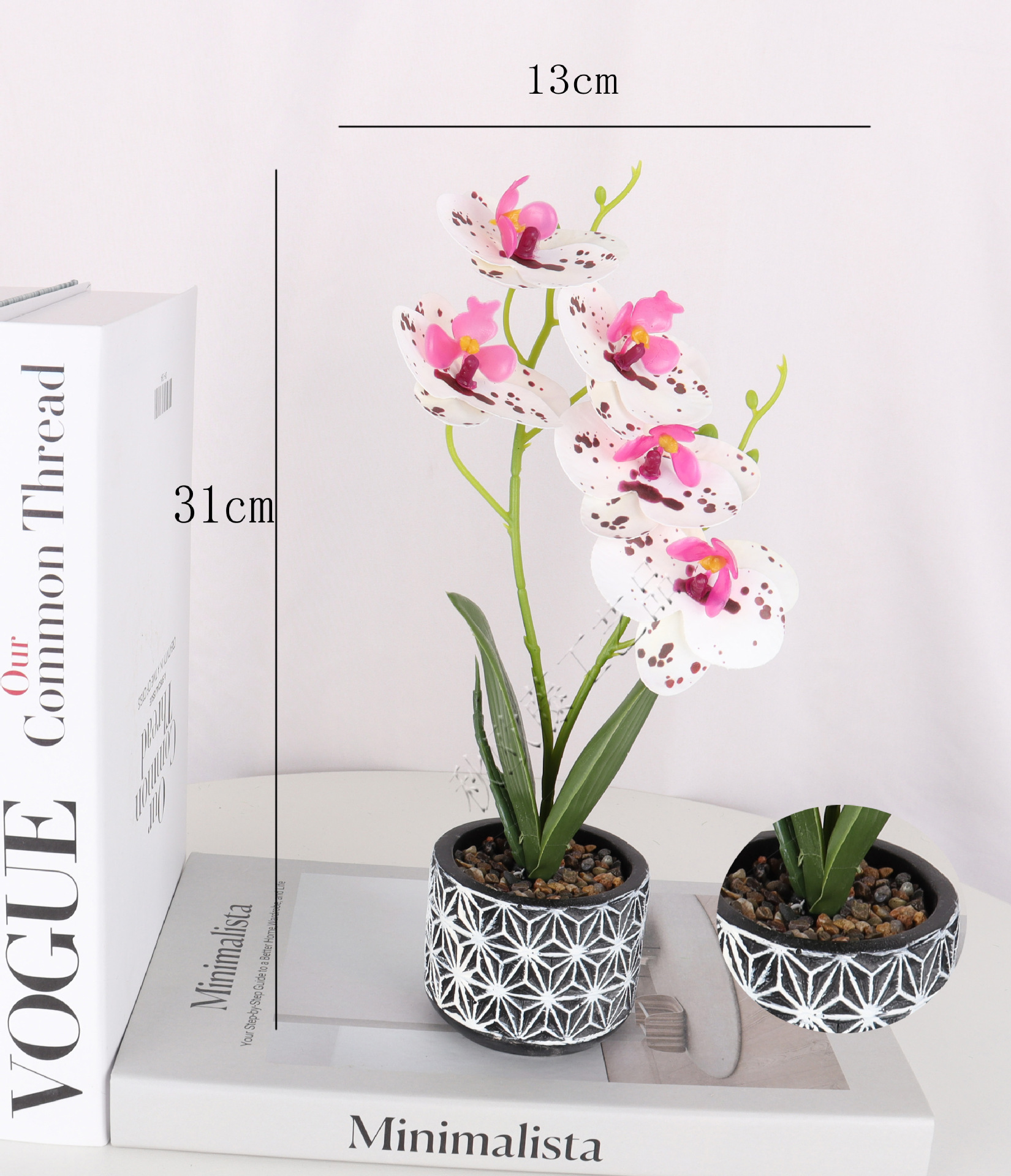 Cement pot simulation 3D Phalaenopsis potted plant/simulation bonsai/simulation flower creative interior small ornaments/Amazon pic 4