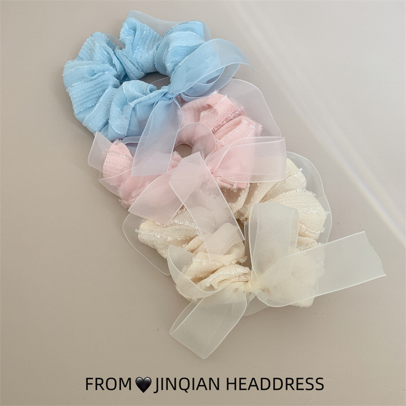 国潮系列甜美欧根纱飘带大肠发圈美少女儿童宝宝发绳可爱蝴蝶结发饰肥肠圈详情4