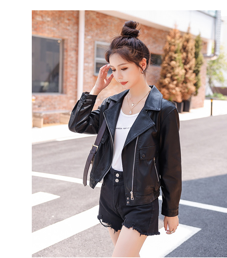 2022年新款春秋装小皮衣女外套宽松显瘦pu皮夹克减龄短款机车服潮详情8