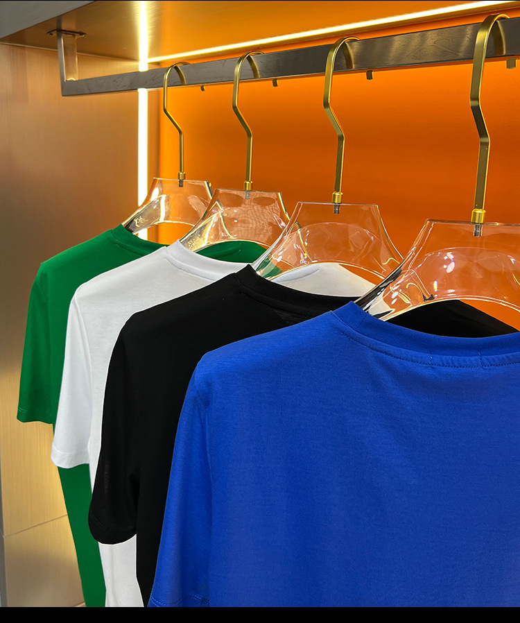 欧洲站 夏季2023新款短袖t恤高级感男士简约圆领休闲半袖体恤男装详情10