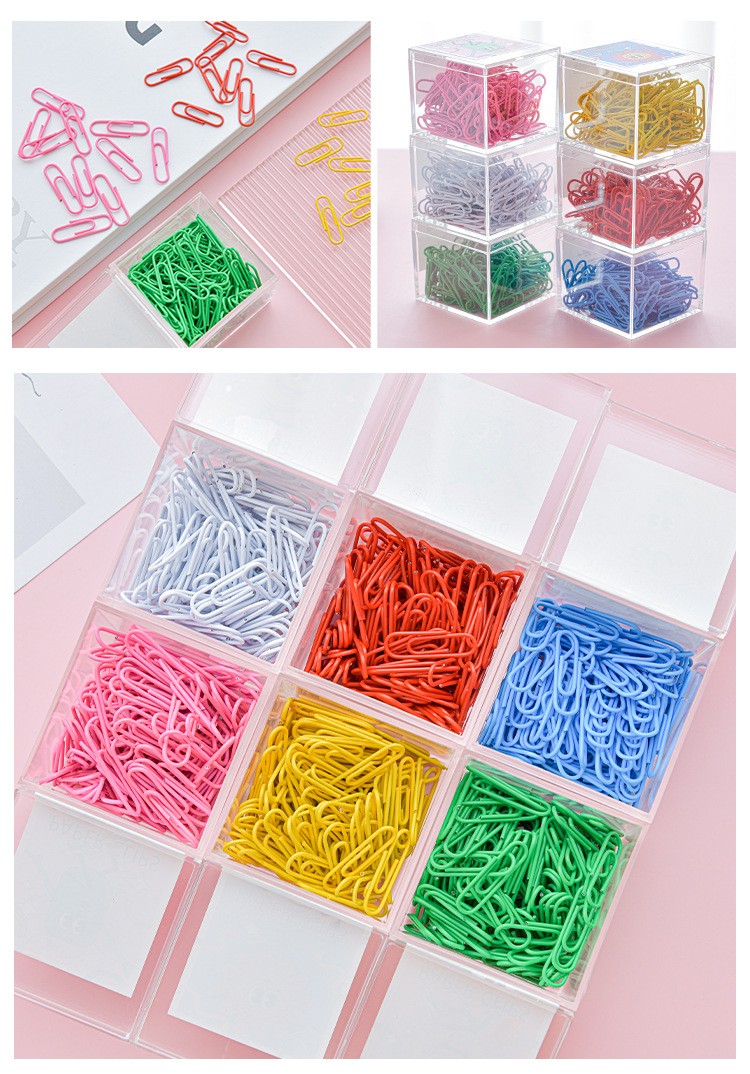 Creative box-packed color paper clips for office and finance, 120 U-shaped pins, multi-functional 28mm plastic-coated paper clips for students pic 11