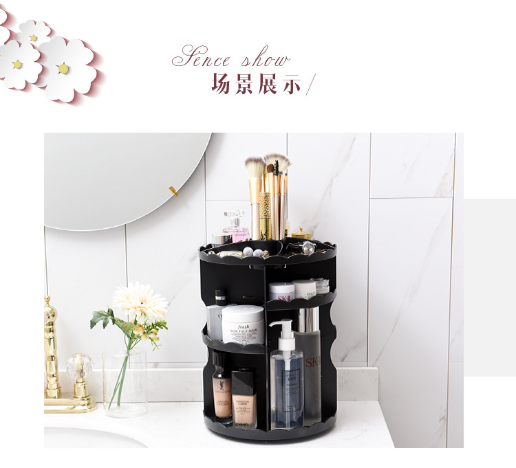 Household goods, cosmetics storage box, 360-degree rotating skin care products, round jewelry storage box, rotating storage rack pic 9