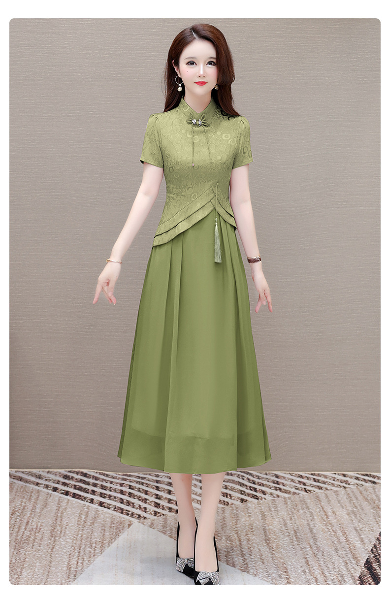 气质时尚印花连衣裙女夏季2024年新款修身洋气女装改良旗袍裙子潮详情23