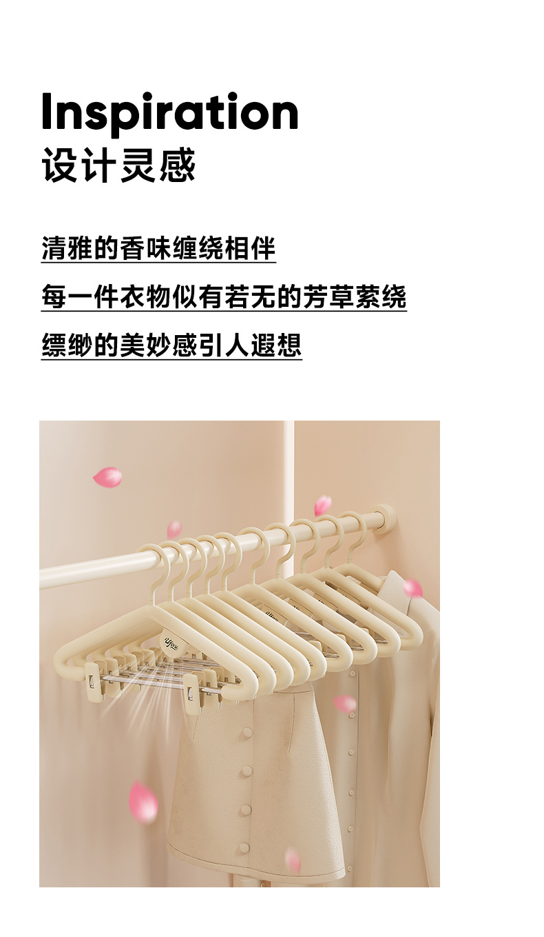 Wholesale household clothes hangers, seamless hanging clothes, anti-slip clothes racks, anti-shoulder corner plastic thickened clothes supports with scented candles pic 9