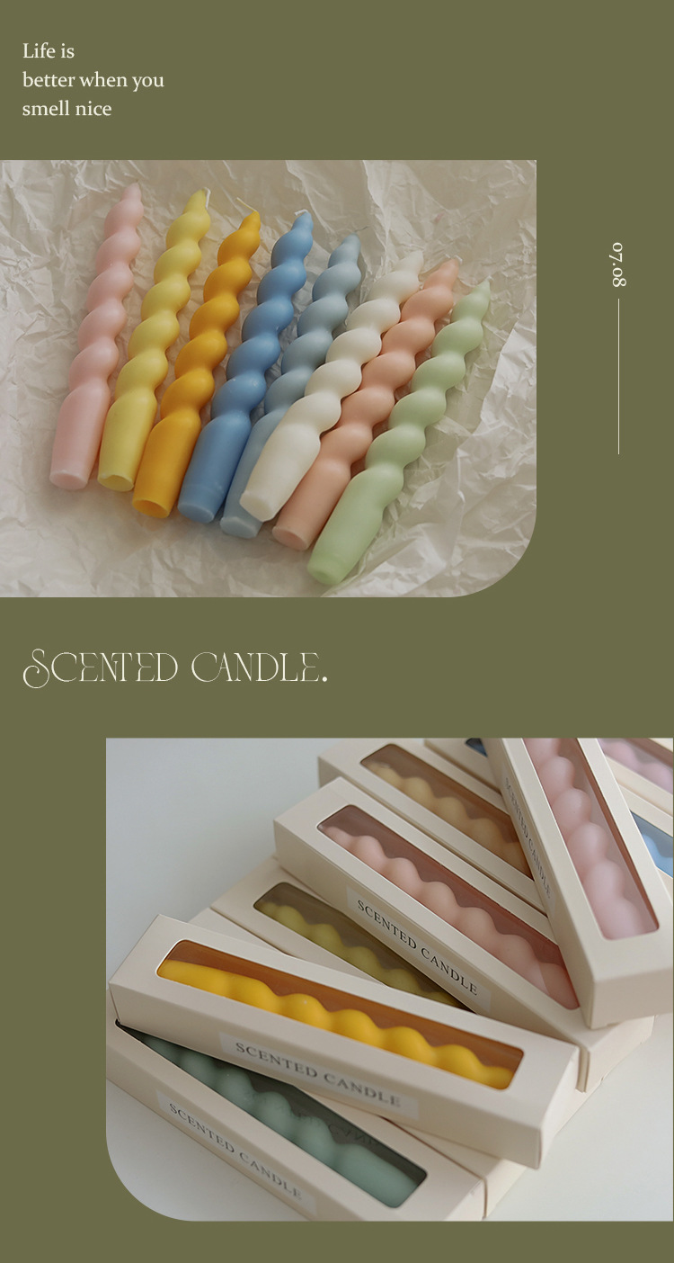Twisted spiral rod wax, a niche atmosphere fragrance gift candle, handcrafted long rod shape cross-border aromatherapy candle pic 9