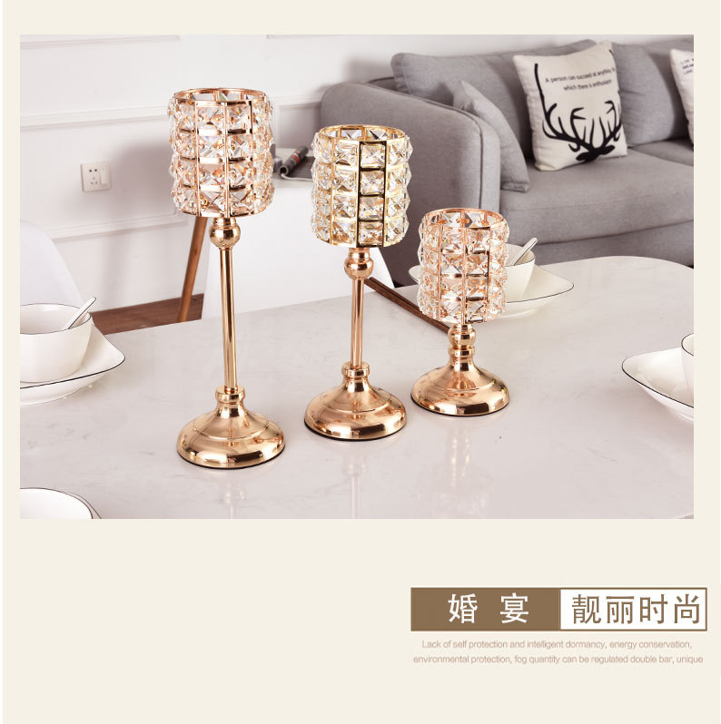 European-style golden crystal candlesticks, cross-border home decoration ornaments, ironwork candlesticks, wedding and candlelight dinner props pic 28