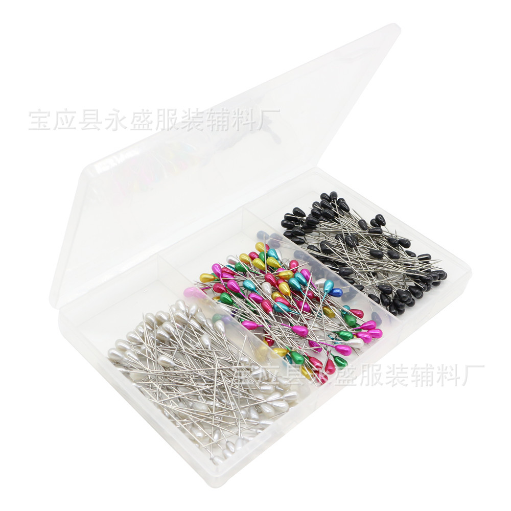 亚马逊新款3色梨形针套装白色彩色黑色300枚55mm长装饰定位针批发详情5