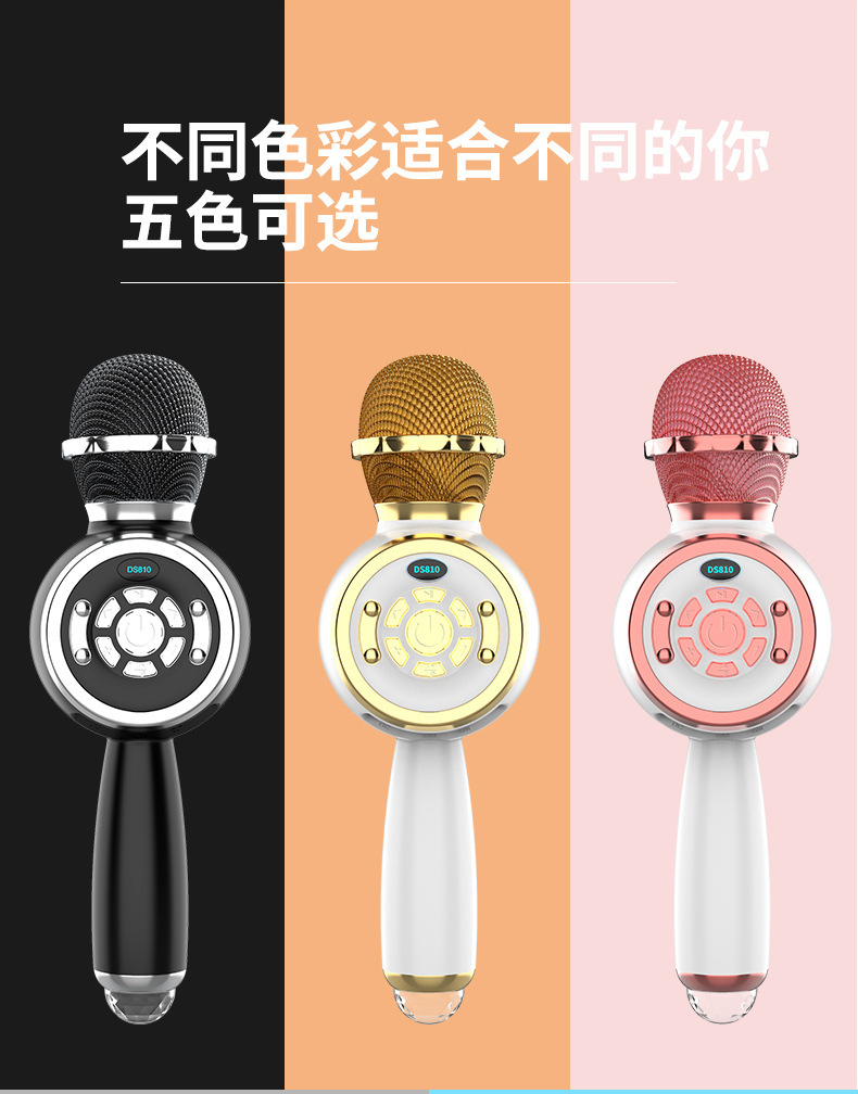 工厂直销 新款DS810无线蓝牙音响一体式家用手机无线蓝牙音箱K歌麦克风彩灯详情12