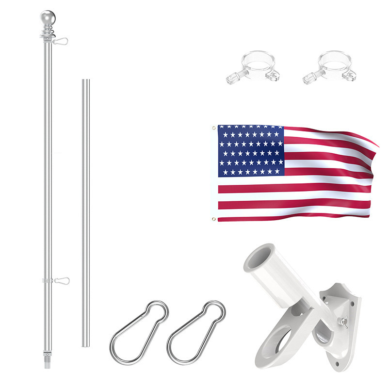 不锈钢防缠绕旋转落地旗杆 防锈壁挂铝合金5节旗杆详情3