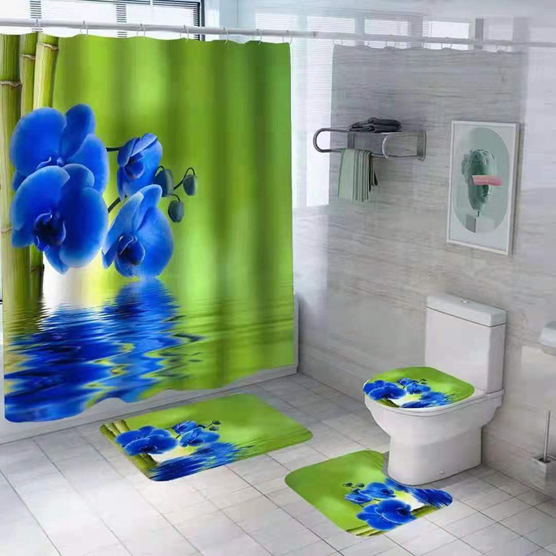 Factory supply of polyester waterproof bath curtains, hot sale and wholesale. Digital printing bathroom sets. Customization is supported based on provided drawings pic 19