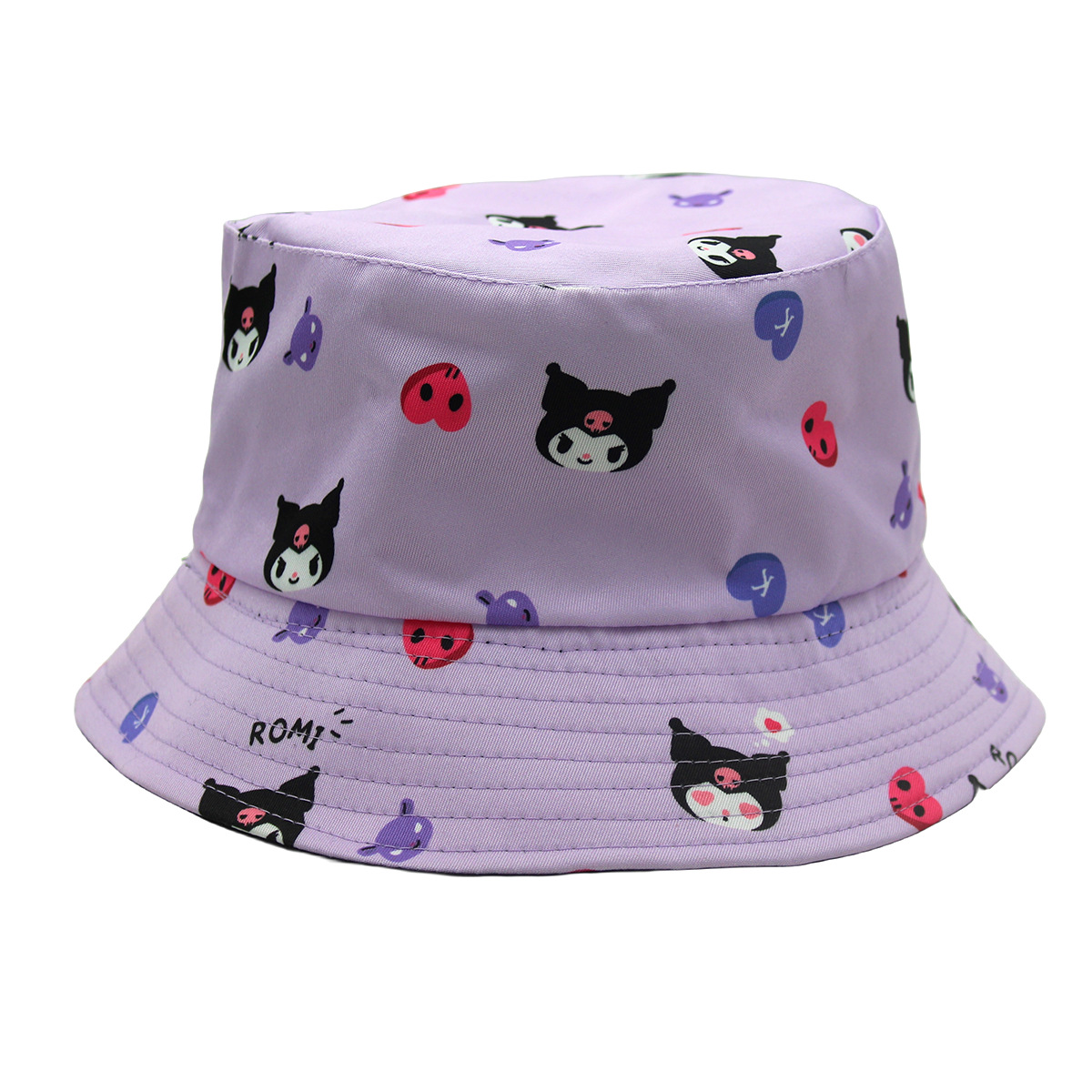 外贸新款库洛米双面戴卡通刺绣渔夫帽动漫周边印刷遮阳帽男女盆帽详情5