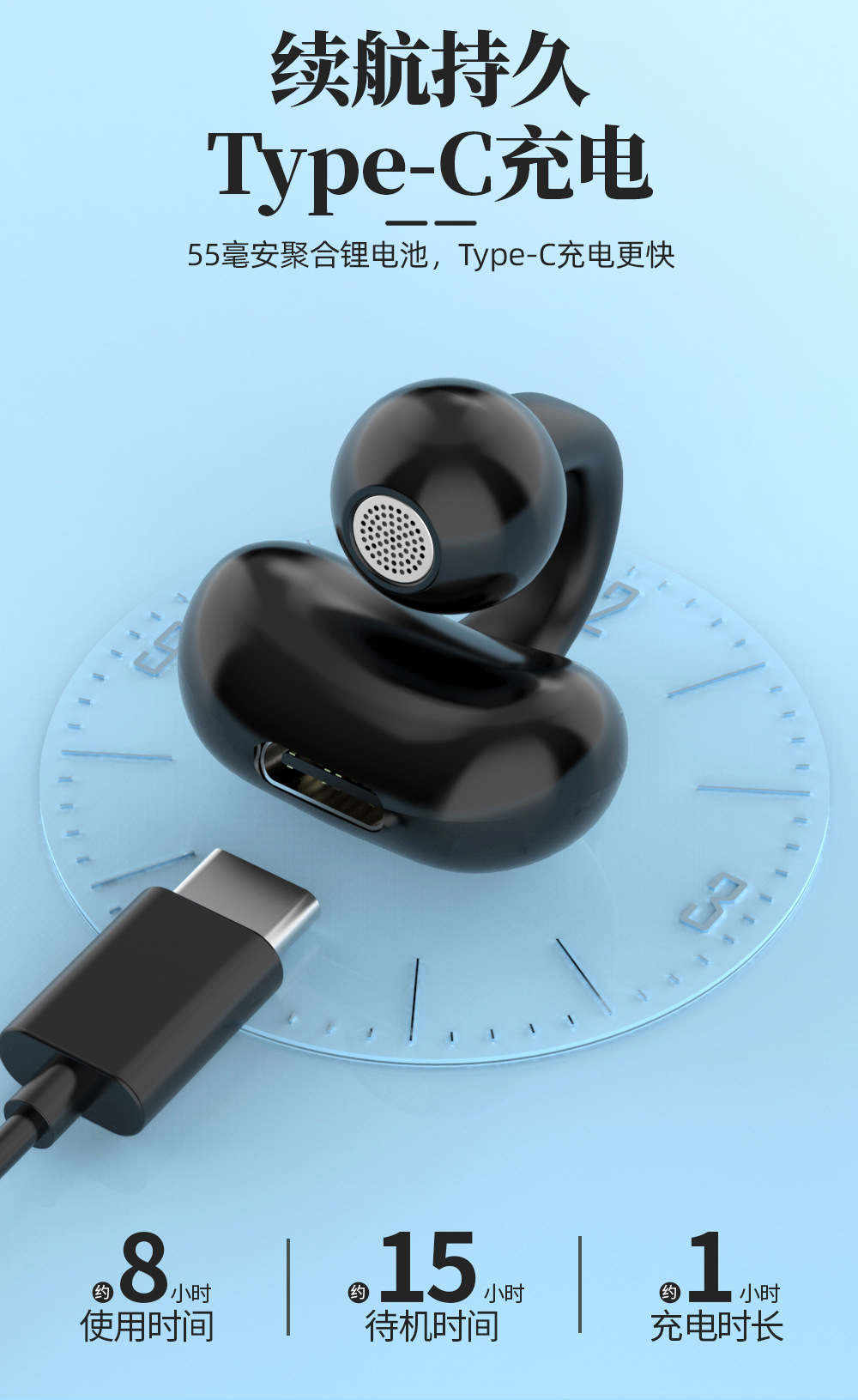 跨境专供OWS夹耳式单耳蓝牙耳机私模大电量无延迟长续航运动耳机详情12