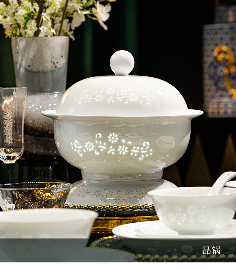 Camel Peak Ceramics Group Jingdezhen Linglong Ceramic Tableware Set, Customized household housewarming gift bowl and plate set pic 20