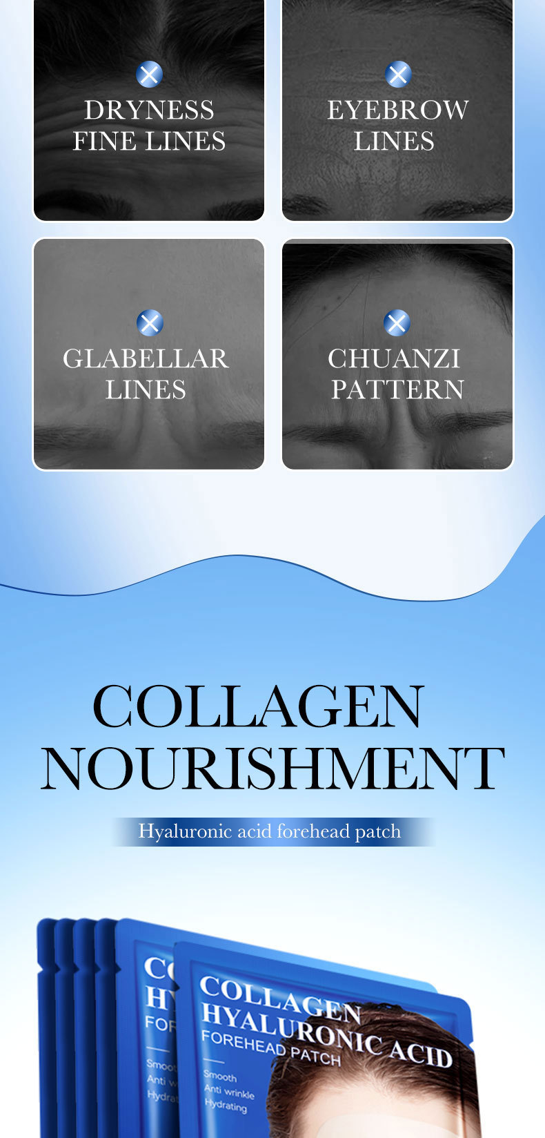 All-english SADOER Hyaluronic Acid Collagen Firming Forehead Patches for improving forehead wrinkles. Cross-border export wholesale exclusively for export pic 17
