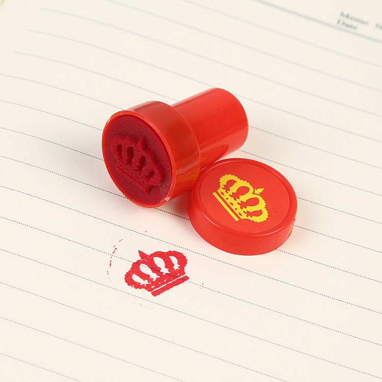 新款儿童卡通玩具塑料印章 圆形图案橡胶学生用品章批发详情8