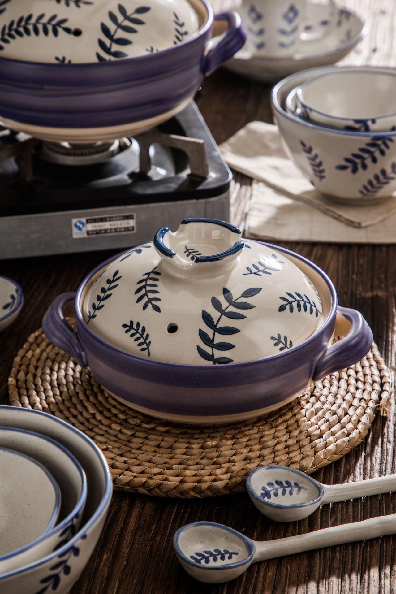 Wide-mouthed clay pot Japanese-style hand-painted home coarse earthenware stewing pot heat-resistant ceramic 煲仔饭 open flame small earthenware pot for one person pic 5