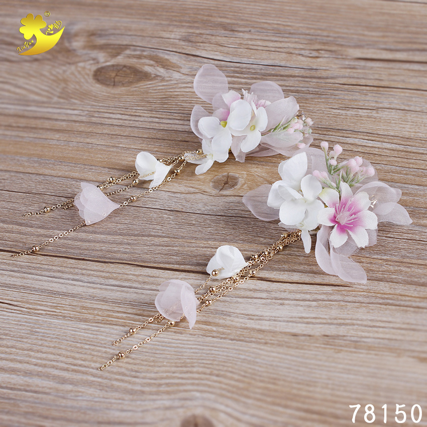 Wedding accessories and earrings for Japanese and Korean brides, forest-themed exotic style, star street style, model catwalk, fashionable fabric accessories pic 11