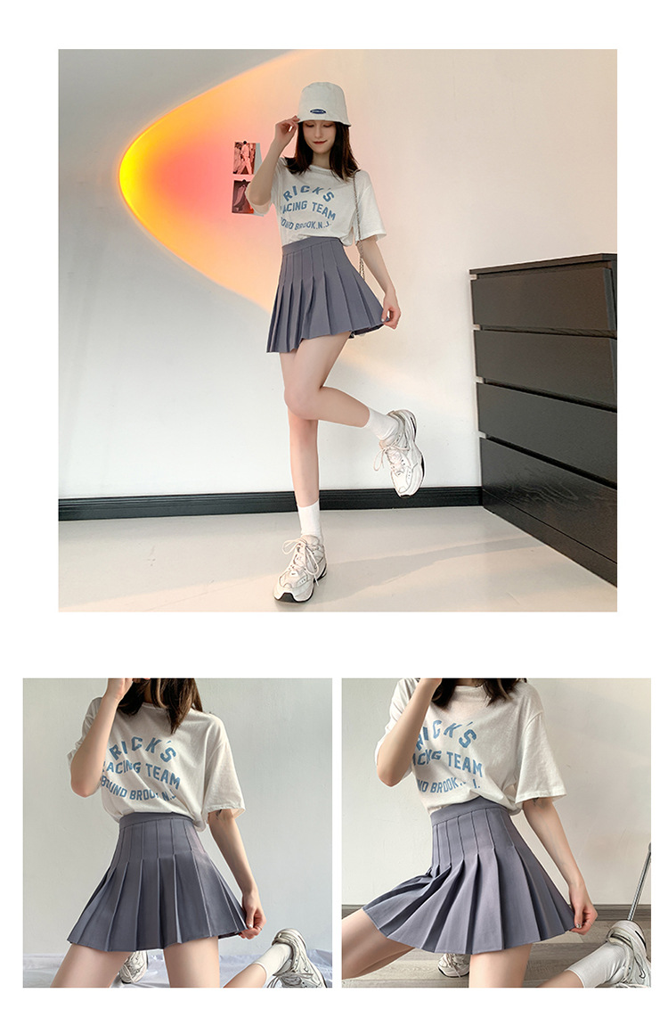 Pleated skirt for women, summer white short skirt, Japanese high-waisted, slimming, new autumn and winter jk plaid large A-line skirt pic 64