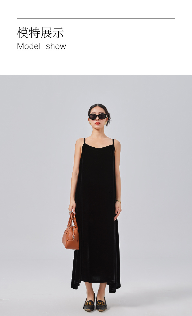Loose mulberry silk dress, black design sense halter dress, silk velvet halter dress. The robe can be worn outside pic 14