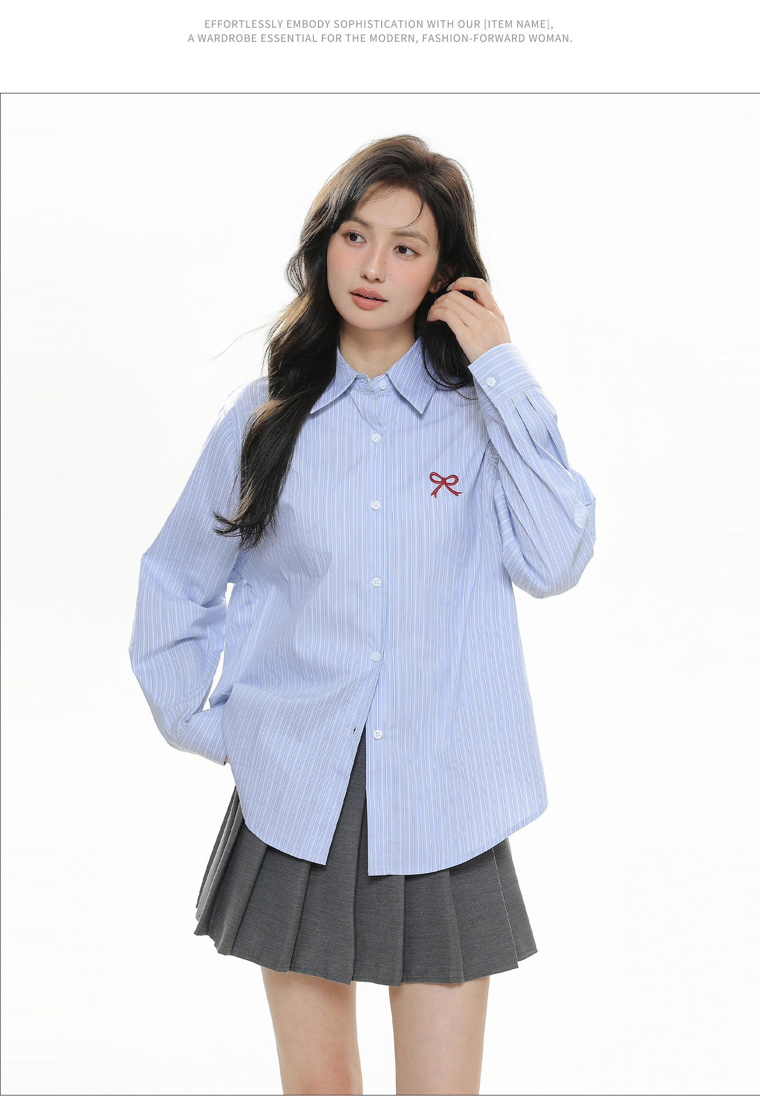 学院风蓝色条纹衬衫外套女春夏季小个子卫衣内搭打底衬衣上衣韩系详情9