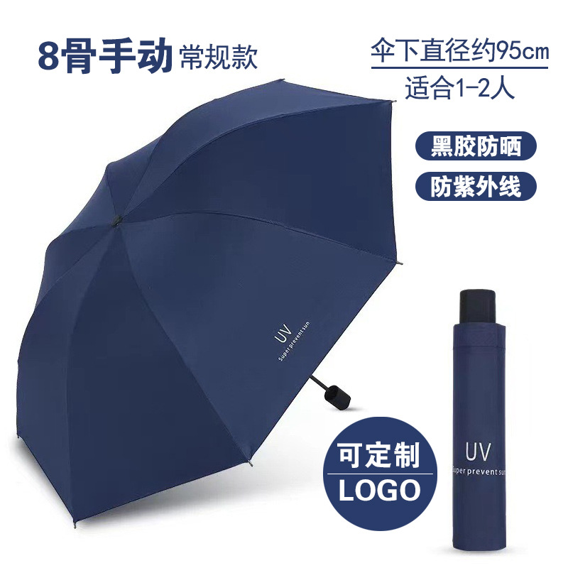 uv自动手动黑胶晴雨两用防晒伞logo制作福利礼品广告雨伞批发零售详情11