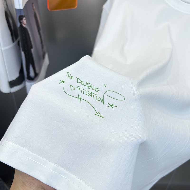 Early autumn new fashion men's T-shirt, trendy brand T-shirt, letter graffiti, loose short-sleeved, off-the-shoulder short T-shirt B2DAD2306 pic 12