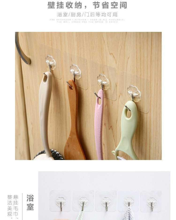 免打孔透明挂钩多功能家用墙上无痕粘钩厨房卫生间门后强力挂钩详情7