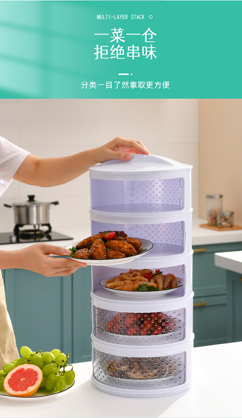 Breathable and heat-insulating vegetable cover, kitchen transparent plastic multi-layer food cover, summer dining table mosquito and fly-proof preservation cover pic 24