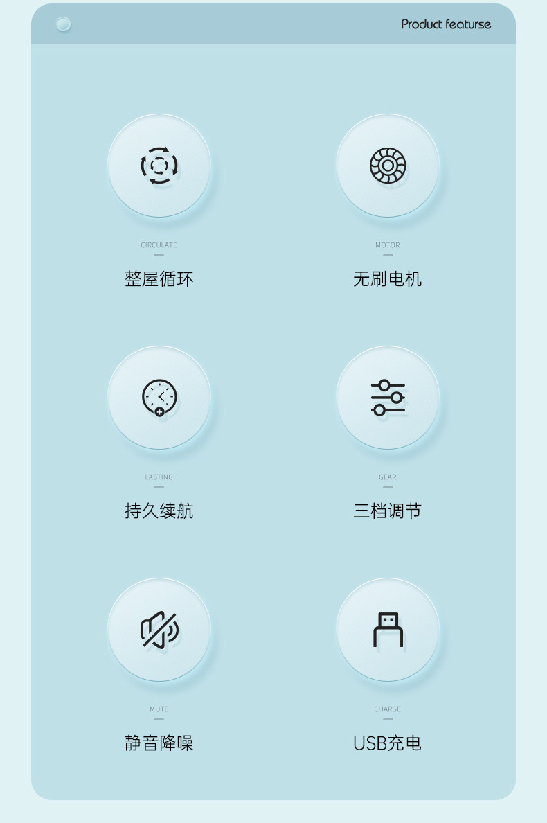 新款台式风扇迷你便携充电USB家用宿舍大风力办公室静音礼品0822详情3