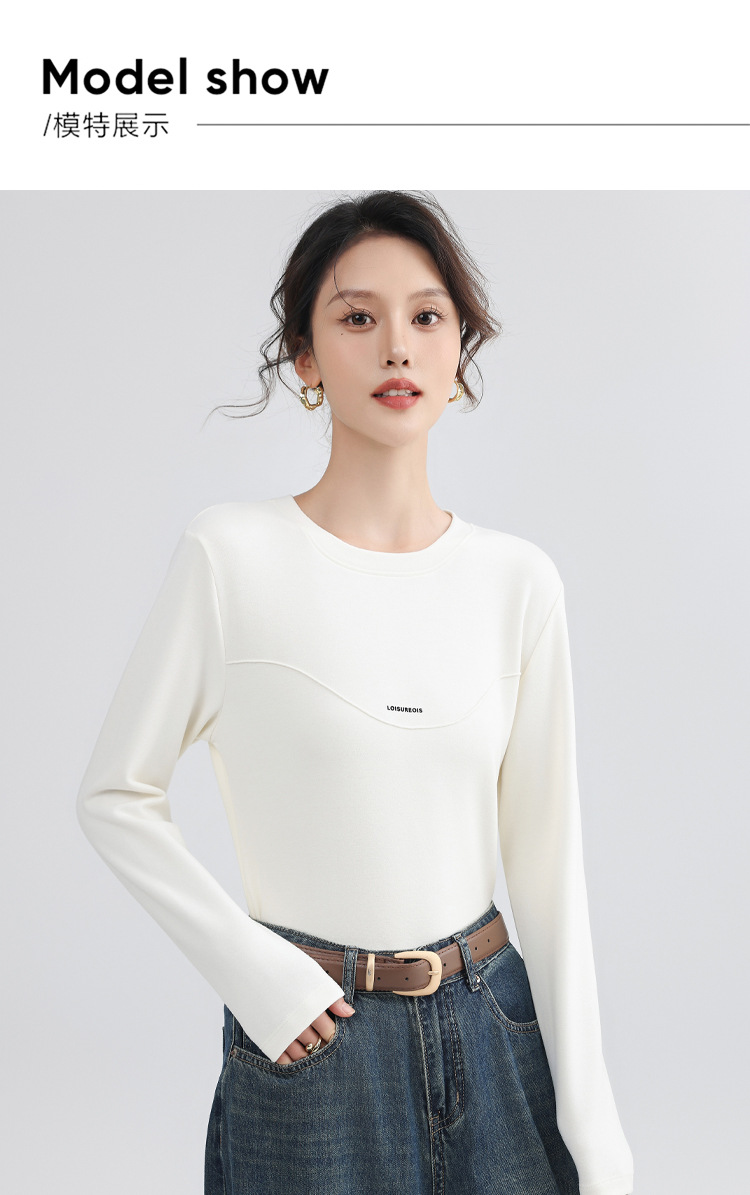 300克德绒加绒加厚圆领打底衫秋冬新款自发热时尚长袖t恤女上衣详情6