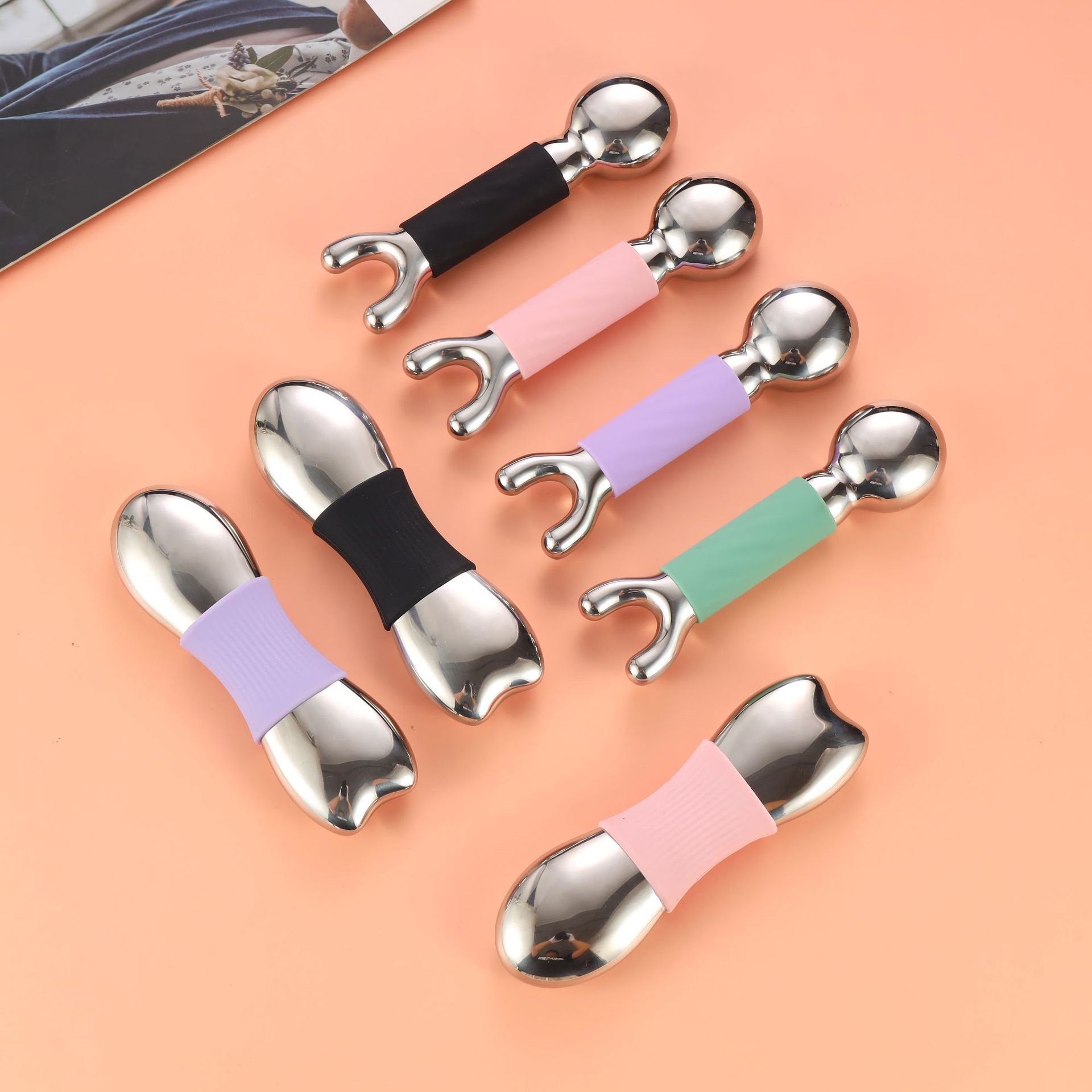 Customized new stainless steel ice massage device, facial beauty ice hammer, cold and hot facial skin care massage ice wave ball pic 6