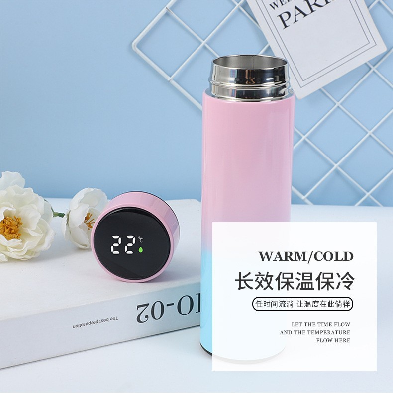 新款智能保温杯不锈钢时尚便携水杯渐变测温办公水杯可定LOGO批发详情5