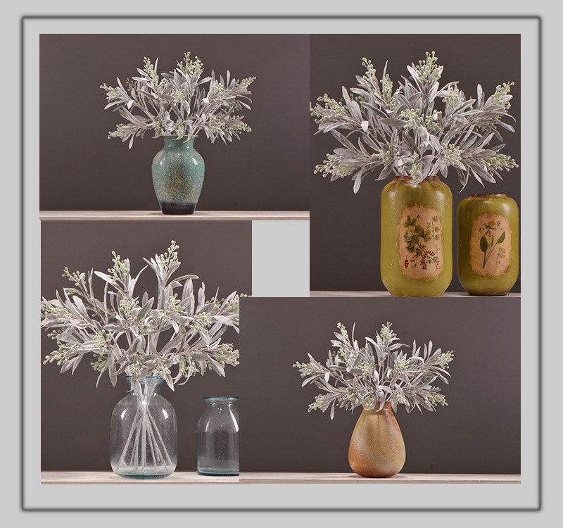 Dongli Flower Industry Factory Direct sales, wholesale of artificial flowers and fake flowers, 2-fork-scented green leaves, home decoration sample rooms, photography fake flower ornaments, one-piece consignment pic 3