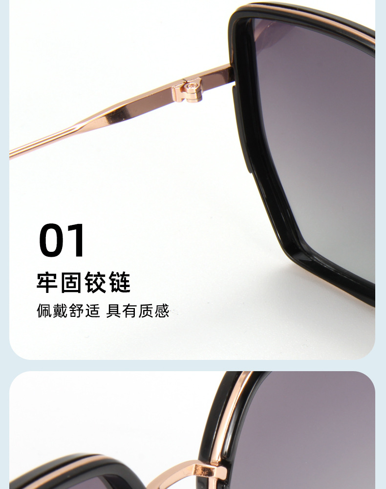金属方形多边墨镜女士高级感黑色百搭防紫外线遮阳偏光太阳镜男款详情5