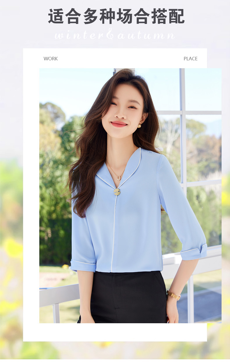 白色衬衫女中袖时尚气质夏季2024新款职业衬衣女小清新白领上班族详情2