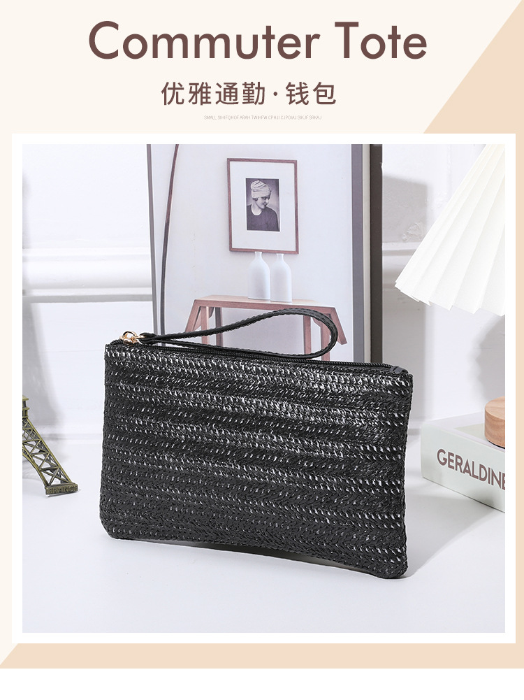 跨境风潮夏季新款女士草编包手拿包个性百搭大容量女士钱包超轻薄详情6