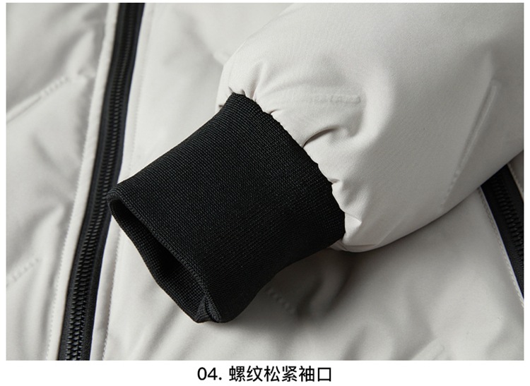 新款男士羽绒服棒球领蓬松开衫上衣灰鸭绒羽绒服男休闲冬季外套男详情35