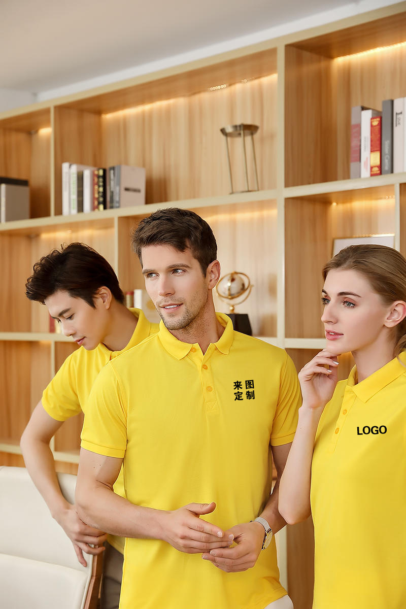 翻领广告衫印字logo团体t恤纯色polo衫企业工作校服刺绣图案短袖详情15