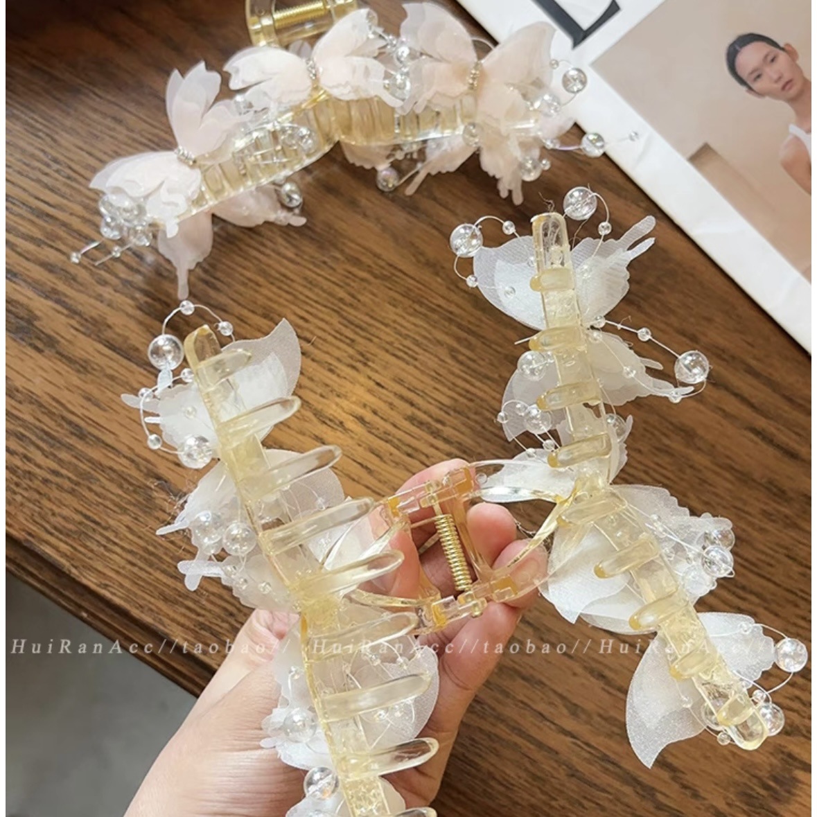 爆款蝴蝶抓夹女2024新款韩版高级甜美后脑勺发夹鲨鱼夹详情7