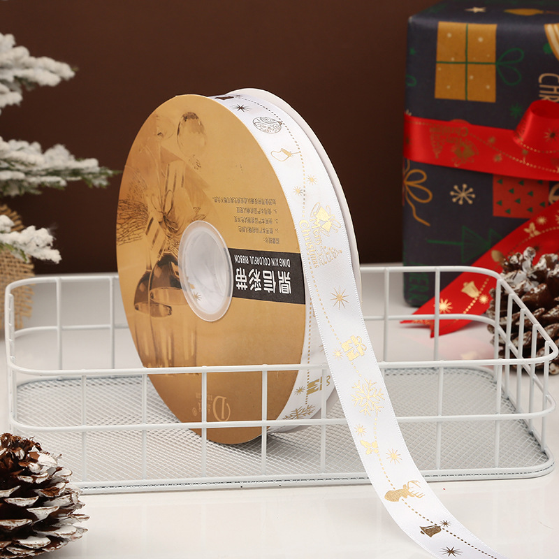 Dingxin Christmas ribbons are in stock and available for wholesale. Snowflake printed polyester ribbons, DIY gift packaging, and bow decoration pic 13
