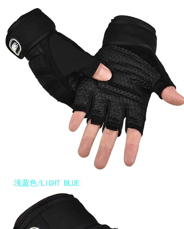 Fitness gloves, half-finger anti-slip breathable for men and women, summer weightlifting hand guards, dumbbell equipment training, long wrist guards, cycling gloves pic 12