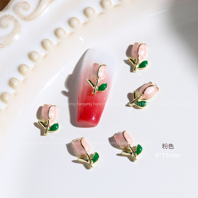 Wholesale of 2022 new high-color-retention light luxury nail diamond accessories with popular Chinese style and trend tulip flower ornaments. 03 pic 3