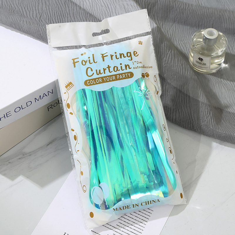 新款1*2M创意派对装饰雨丝帘双色镭射墙面门帘儿童生日装饰道具详情9
