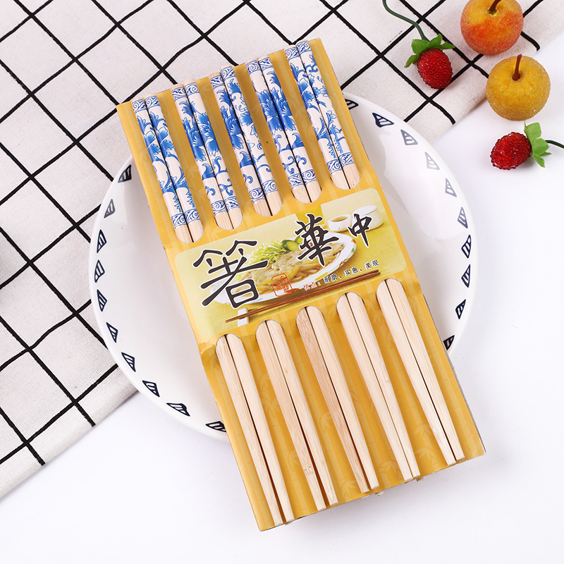 Factory direct sales of 10 sets of flower-shaped chopsticks, bamboo chopsticks, eco-friendly and natural chopsticks. Wholesale two-yuan store supply pic 4