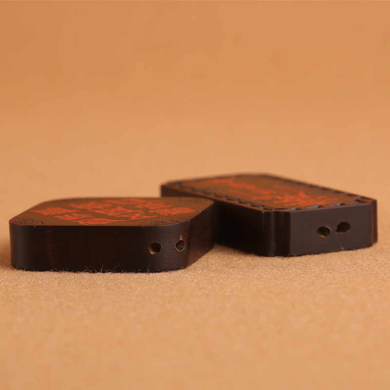 Lightning-struck jujube wood inlaid with raw cinnabar wood, Five Great Mountains True shape pendant, jujube wood peace sign, handcrafted wooden sign pic 3